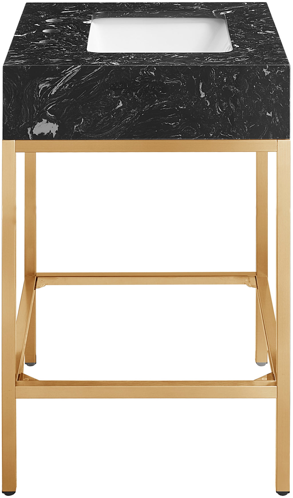 Marmo Engineered Stone Top, Brushed Gold And Glass Base Vanity