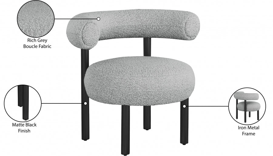 Bordeaux Boucle Fabric Upholstered Accent Chair