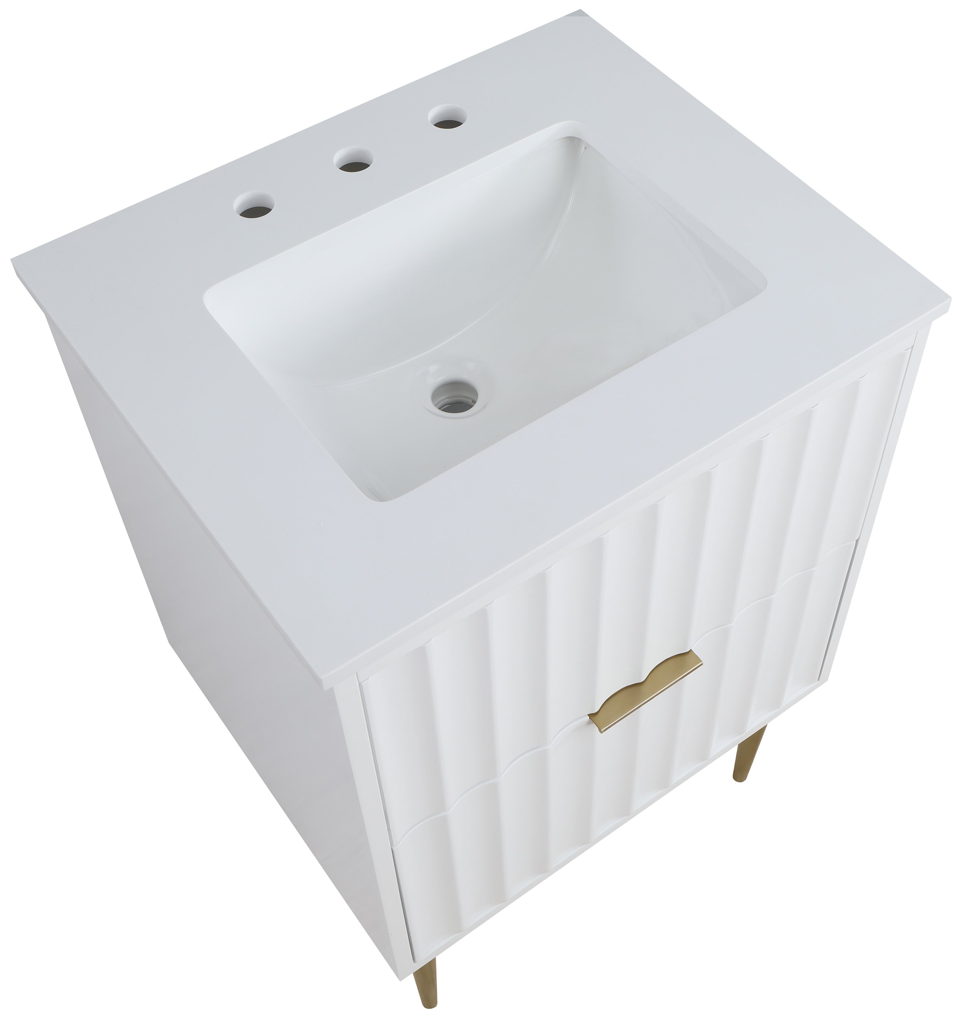 Modernist Engineered Stone Top And Solid Wood Base (brushed gold) Bathroom Vanity