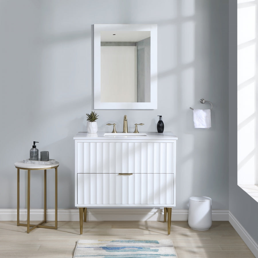 Modernist Engineered Stone Top And Solid Wood Base (brushed gold) Bathroom Vanity