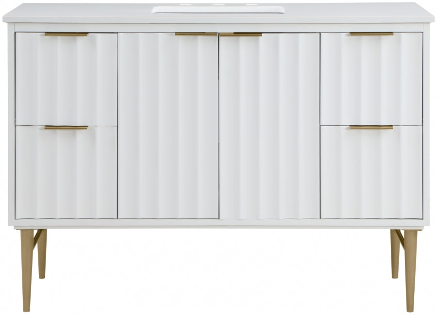 Modernist 48" Engineered Stone Top And Solid Wood Base Bathroom Vanity