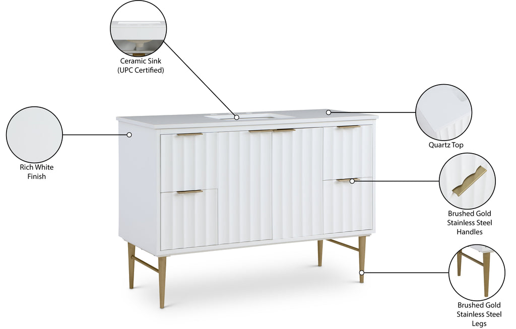 Modernist 48" Engineered Stone Top And Solid Wood Base Bathroom Vanity