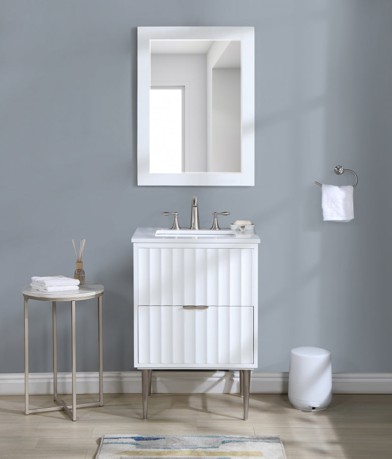 Modernist Engineered Stone Top And Solid Wood Base (brushed chrome) Bathroom Vanity
