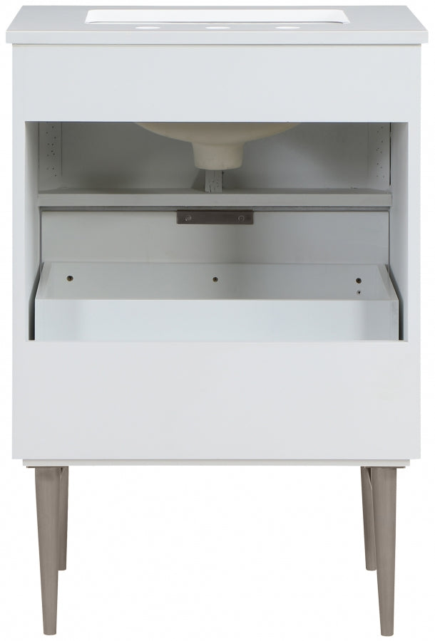 Modernist Engineered Stone Top And Solid Wood Base (brushed chrome) Bathroom Vanity