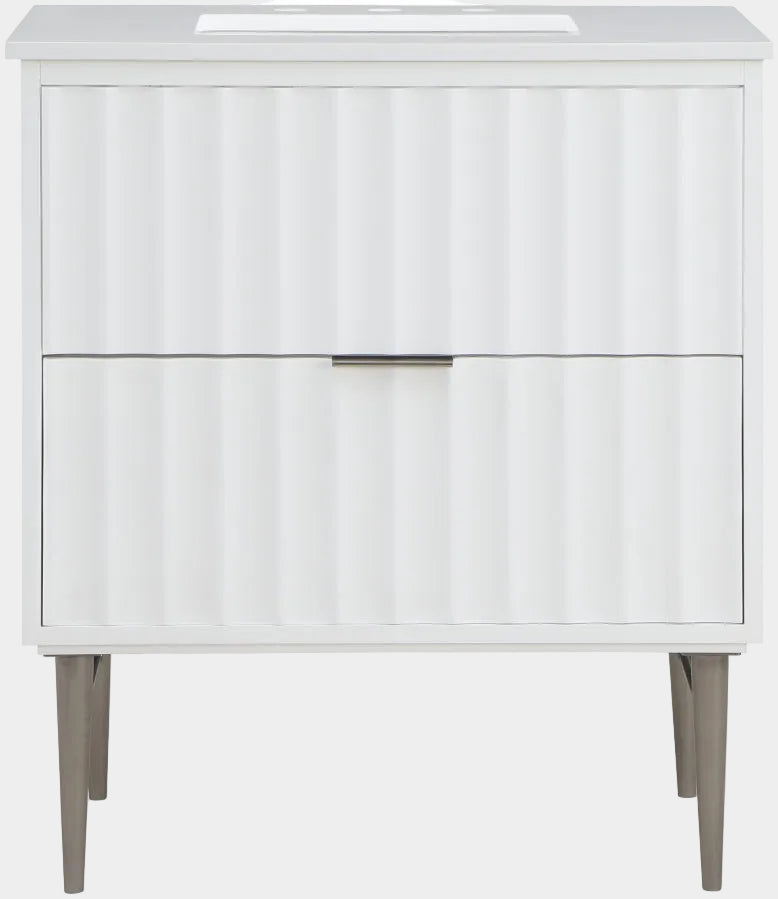 Modernist Engineered Stone Top And Solid Wood Base (brushed chrome) Bathroom Vanity
