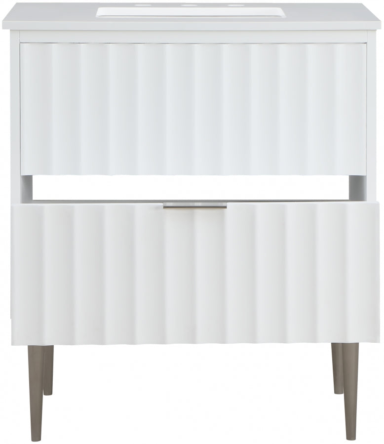 Modernist Engineered Stone Top And Solid Wood Base (brushed chrome) Bathroom Vanity