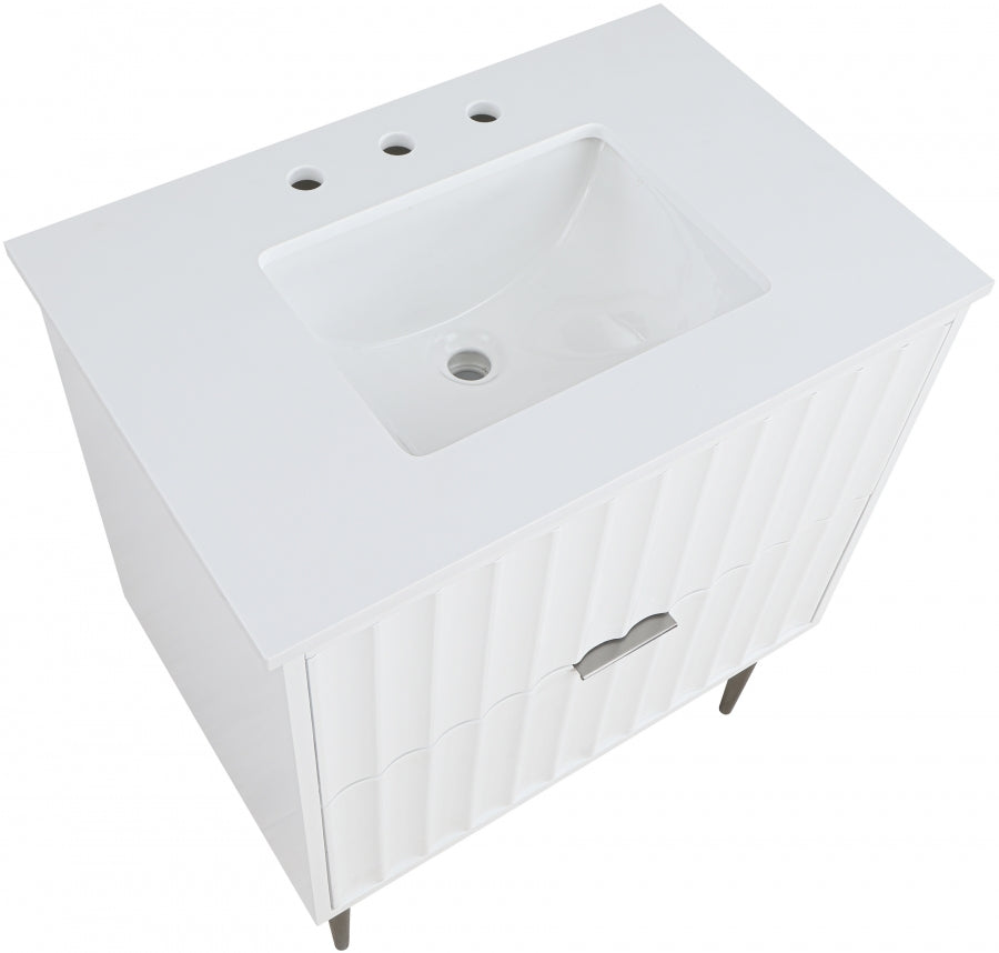 Modernist Engineered Stone Top And Solid Wood Base (brushed chrome) Bathroom Vanity