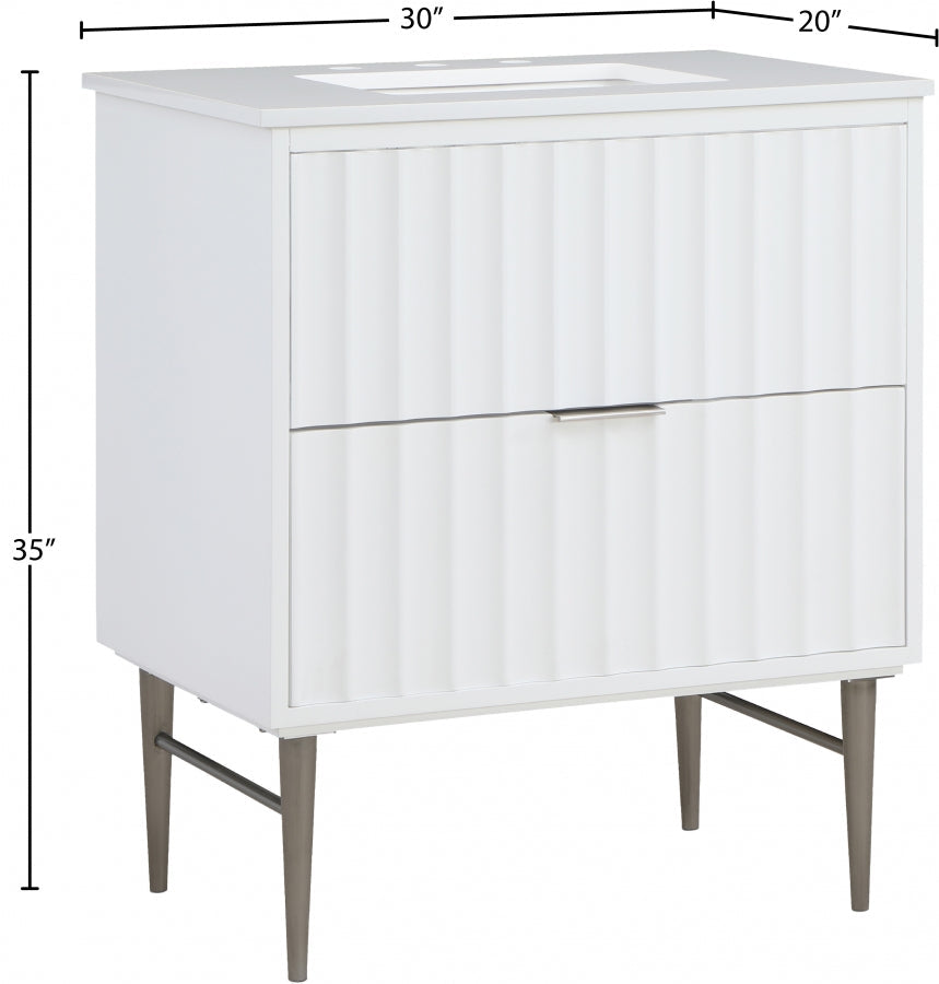 Modernist Engineered Stone Top And Solid Wood Base (brushed chrome) Bathroom Vanity