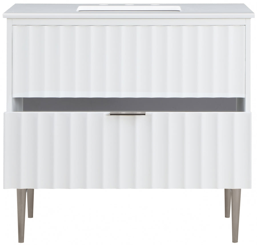 Modernist Engineered Stone Top And Solid Wood Base (brushed chrome) Bathroom Vanity