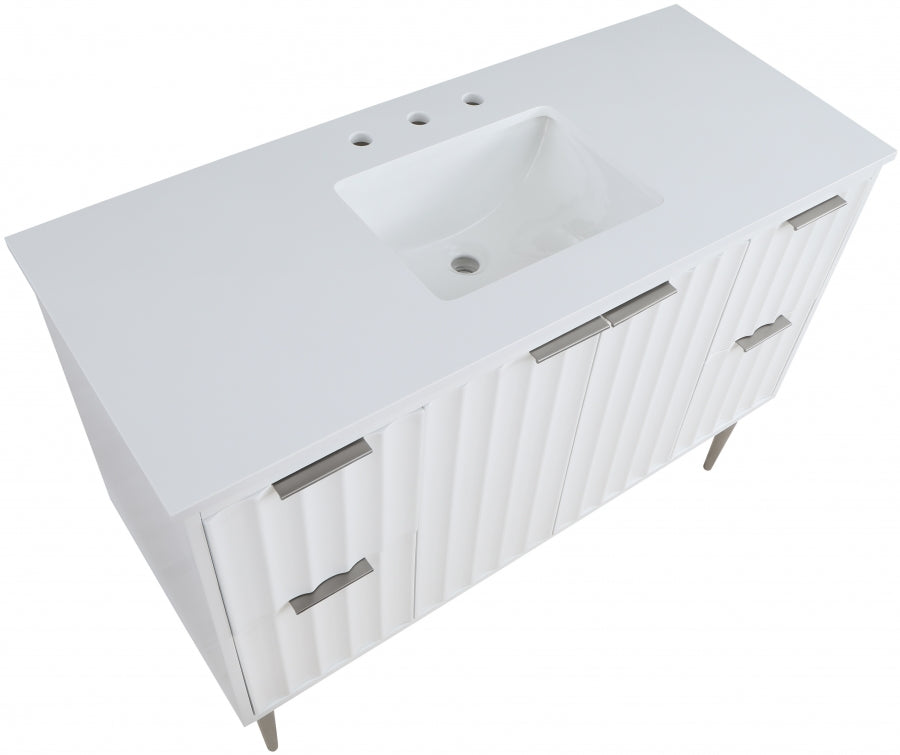 Modernist 48" Engineered Stone Top And Solid Wood Base Bathroom Vanity