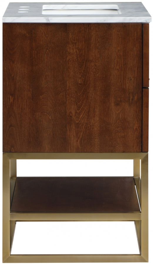 Monad Genuine Marble Top, Steel And Glass Base Vanity