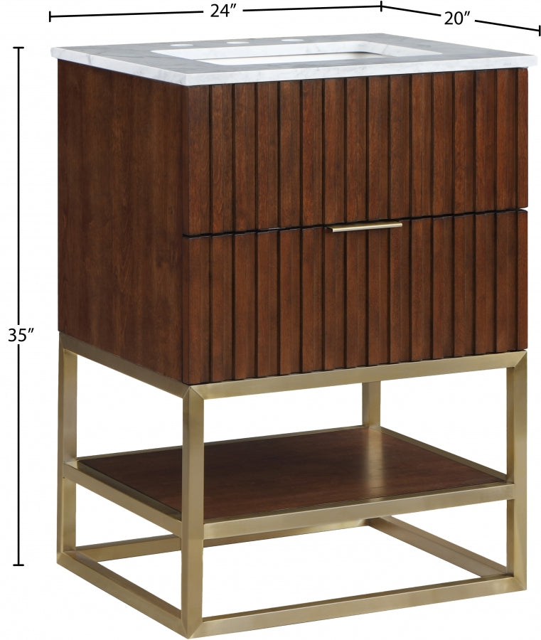 Monad Genuine Marble Top, Steel And Glass Base Vanity