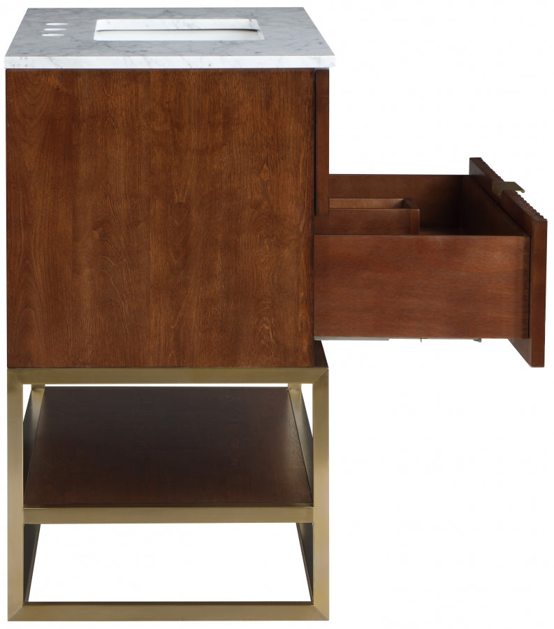 Monad Genuine Marble Top, Steel And Glass Base Vanity