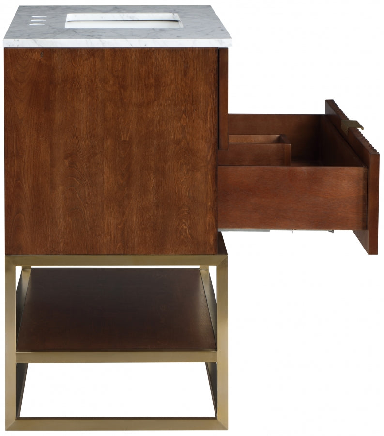 Monad Genuine Marble Top, Steel And Glass Base Vanity
