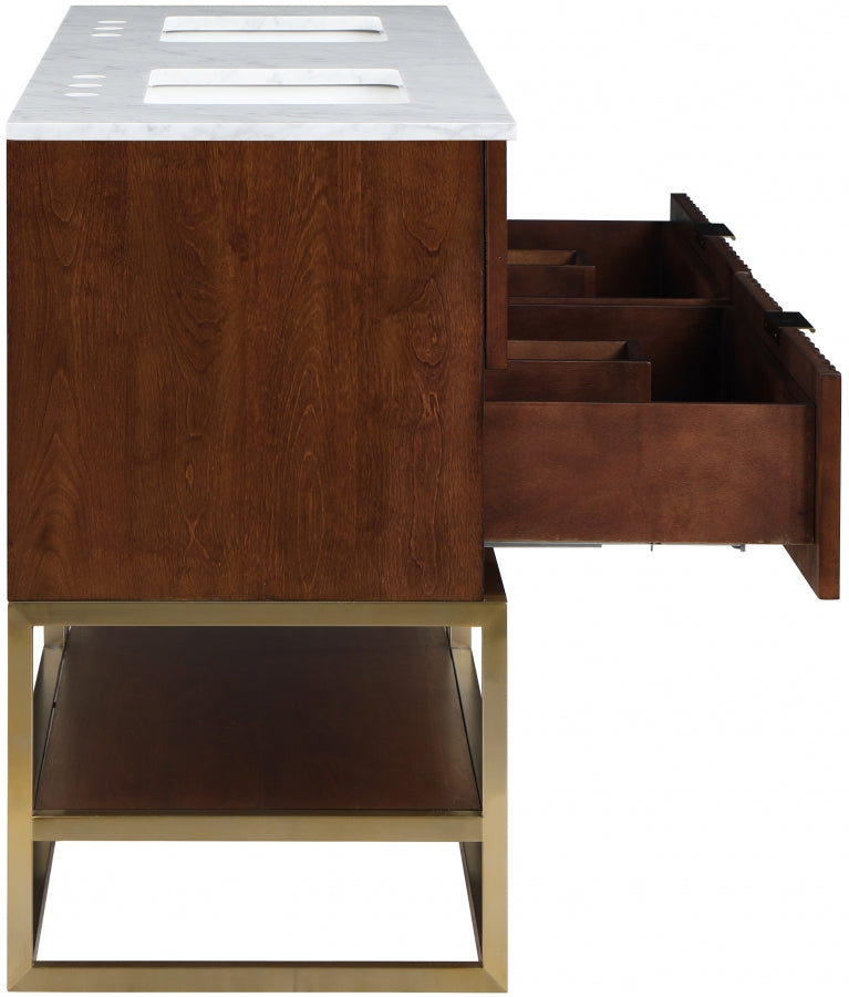 Monad 60" Genuine Marble Top, Steel And Glass Base Vanity