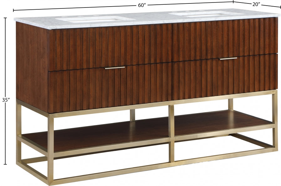Monad 60" Genuine Marble Top, Steel And Glass Base Vanity