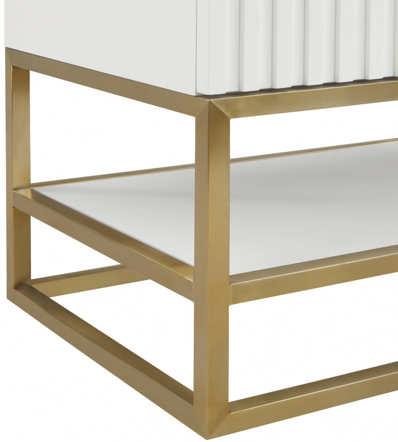 Monad Genuine Marble Top, Steel And Glass Base Vanity
