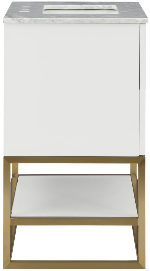 Monad Genuine Marble Top, Steel And Glass Base Vanity