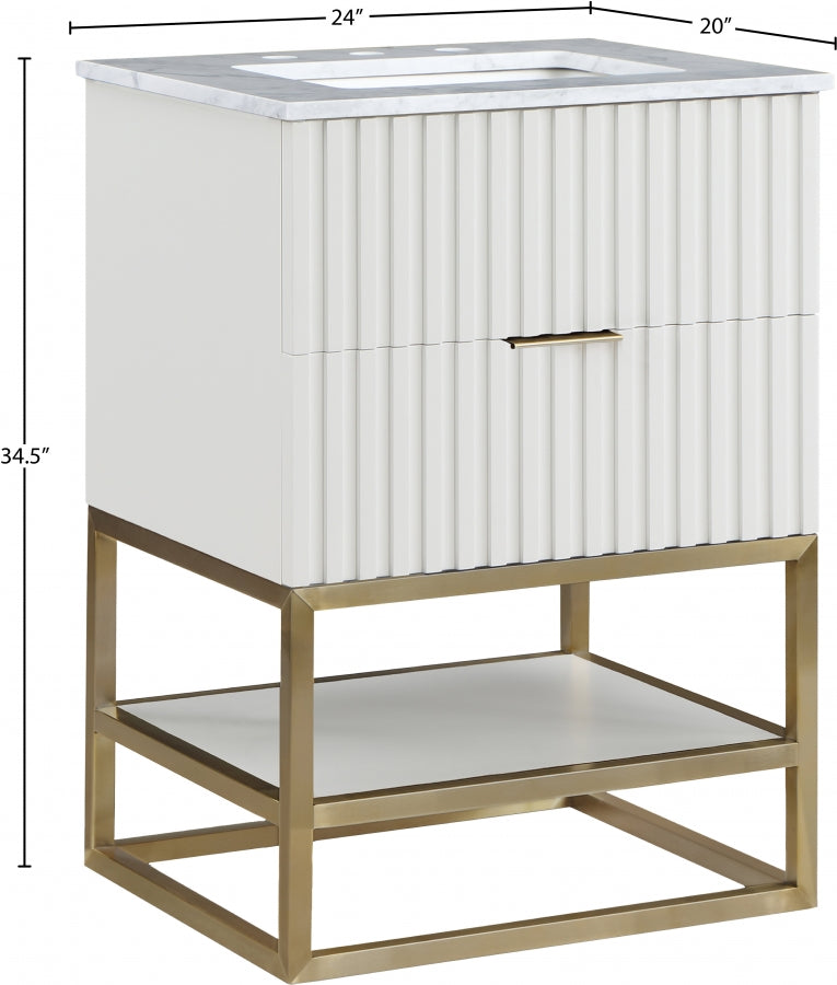 Monad Genuine Marble Top, Steel And Glass Base Vanity