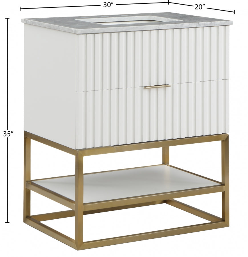 Monad Genuine Marble Top, Steel And Glass Base Vanity