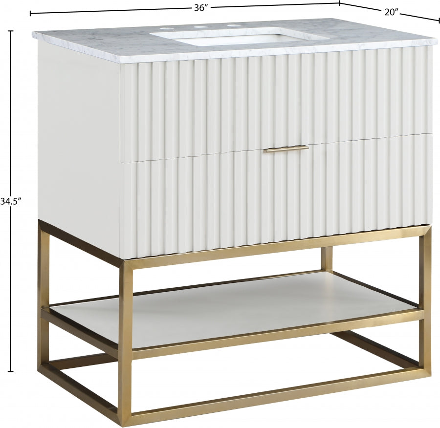 Monad Genuine Marble Top, Steel And Glass Base Vanity