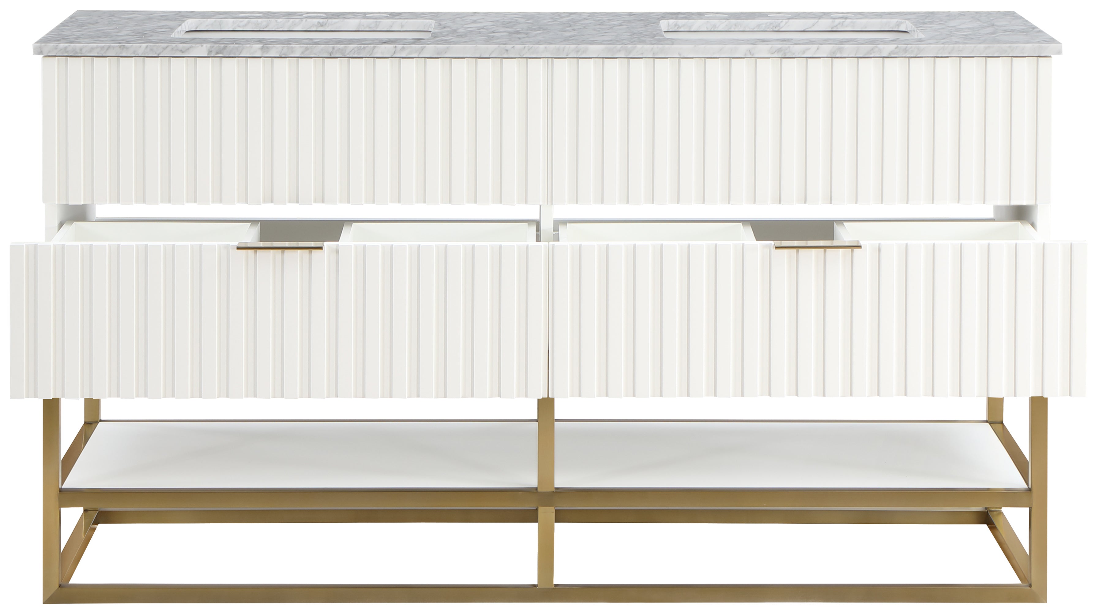 Monad 60" Genuine Marble Top, Steel And Glass Base Vanity