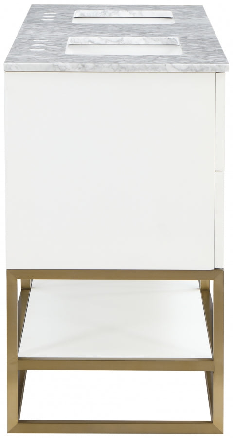 Monad 60" Genuine Marble Top, Steel And Glass Base Vanity