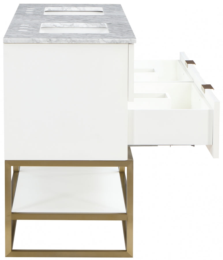 Monad 60" Genuine Marble Top, Steel And Glass Base Vanity