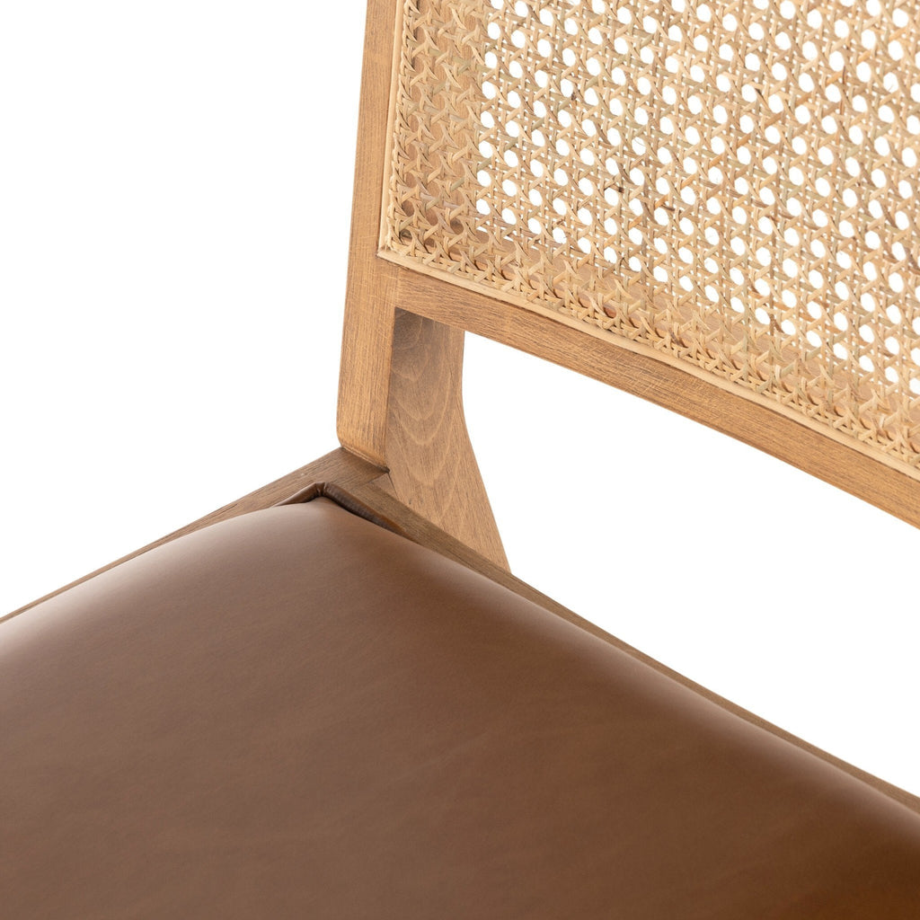 Dalton Leather and Cane Dining Chair