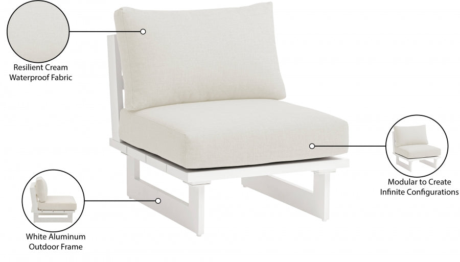 Maldives Water Resistant Fabric Upholstered Outdoor Patio Modular Armless Chair