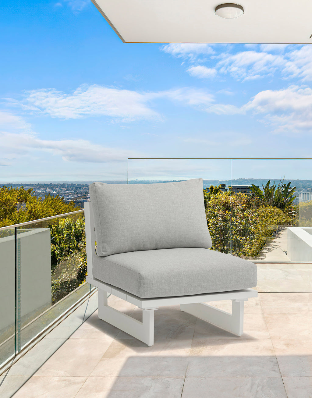 Maldives Water Resistant Fabric Upholstered Outdoor Patio Modular Armless Chair