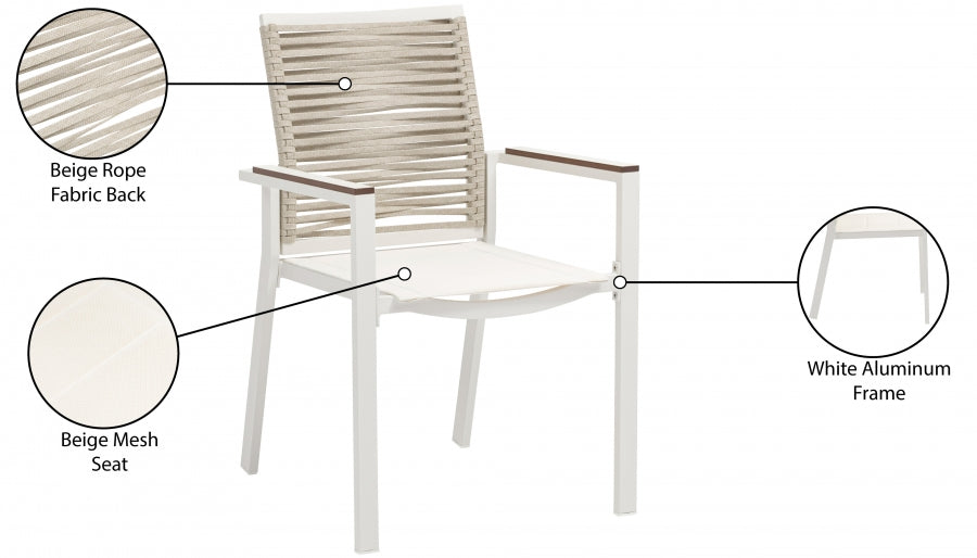 Maldives Mesh And Rope Fabric Outdoor Patio Dining Arm Chair