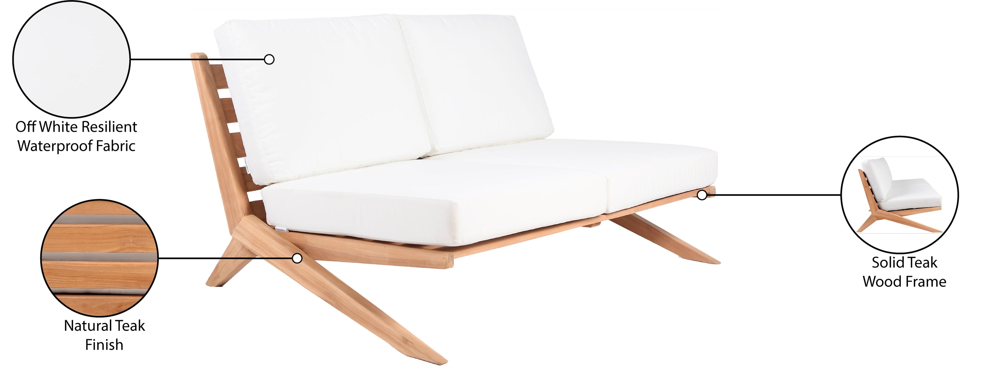 Tahiti Water Resistant Fabric Upholsetered Outdoor Patio Sofa