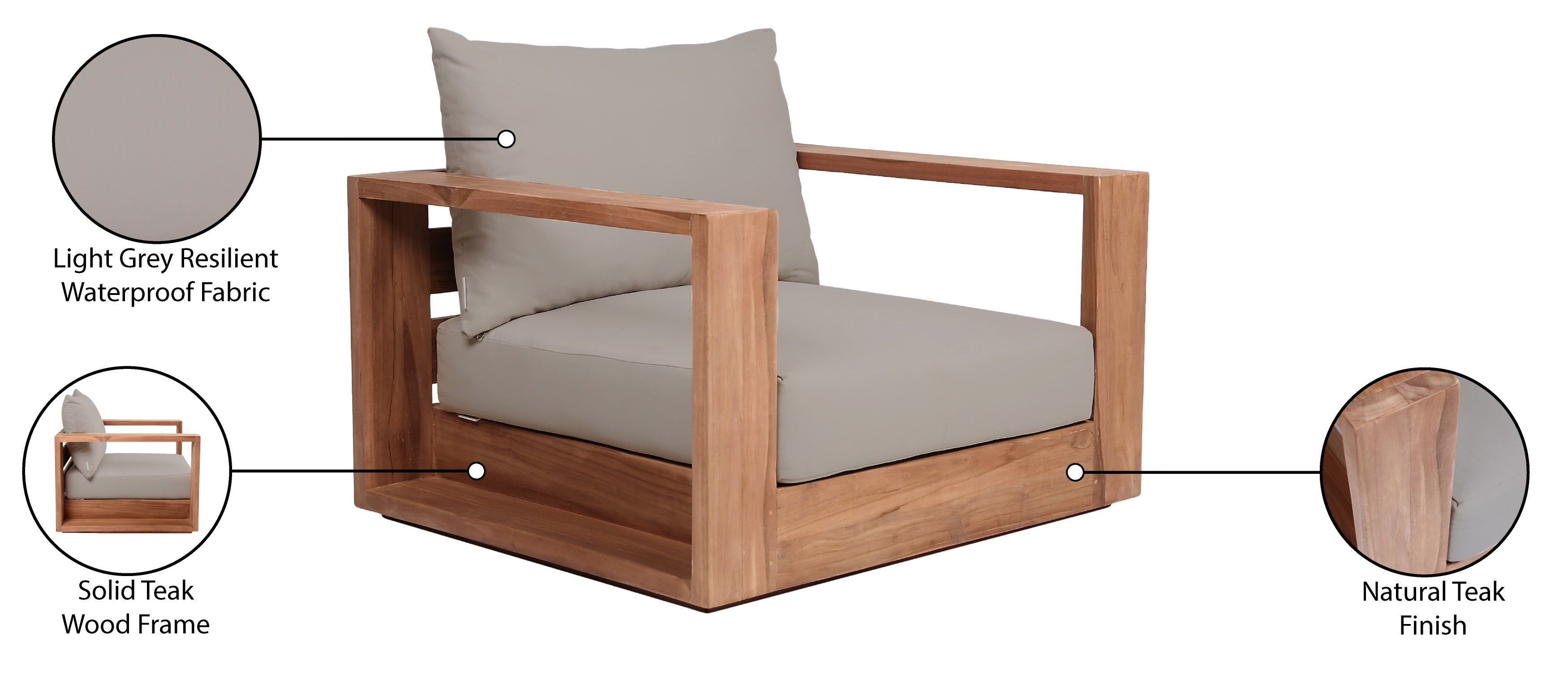 Tulum Water Resistant Fabric Upholstered Outdoor Patio Accent Chair