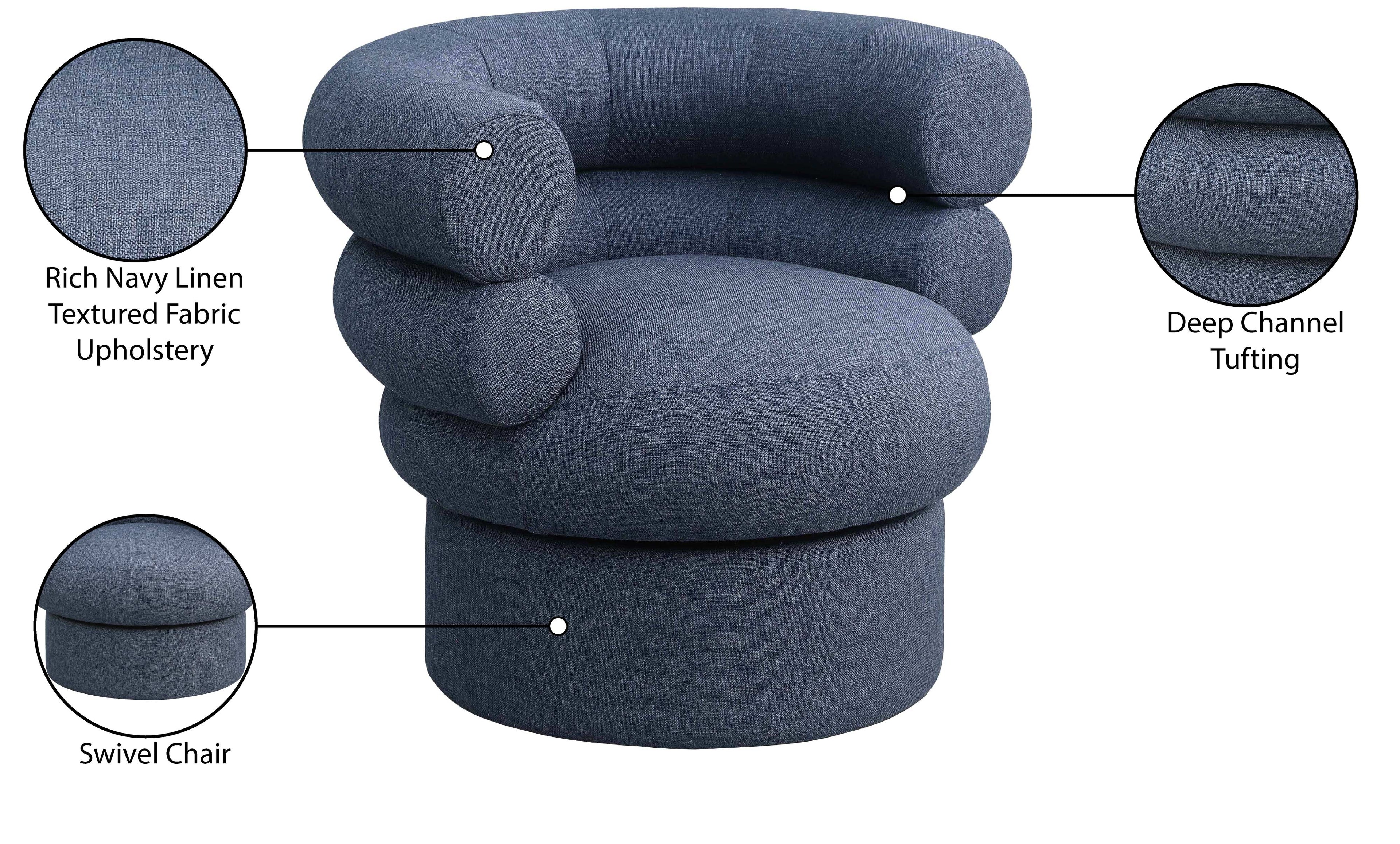 Valentina Linen Textured Fabric Upholstered Swivel Accent Chair