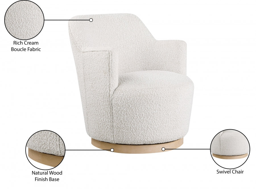 Clarita Boucle Fabric Upholstered Swivel Accent Chair
