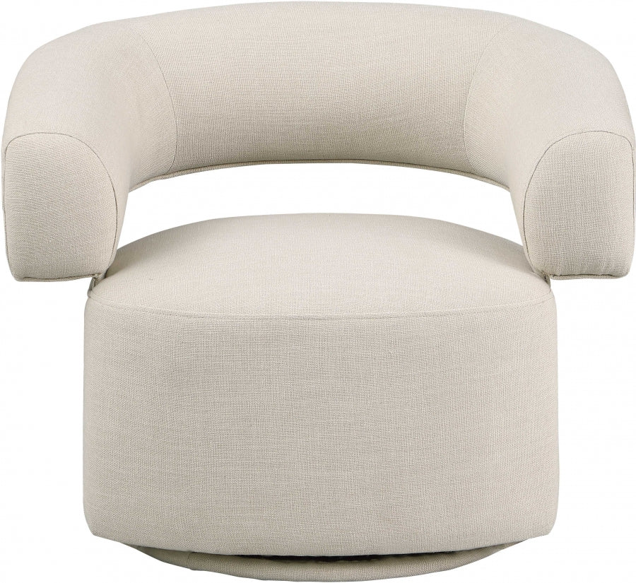 Niya Linen Textured Fabric Upholstered Swivel Accent Chair