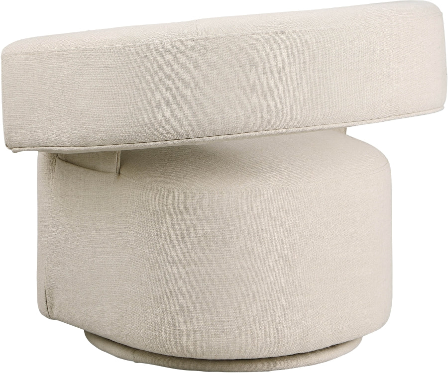 Niya Linen Textured Fabric Upholstered Swivel Accent Chair