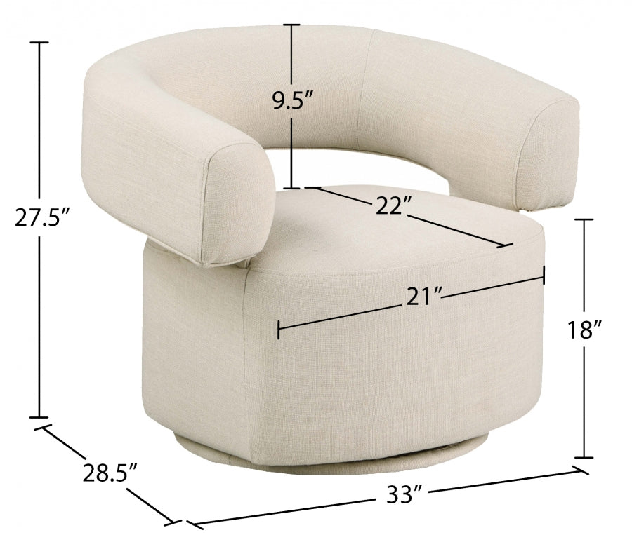 Niya Linen Textured Fabric Upholstered Swivel Accent Chair