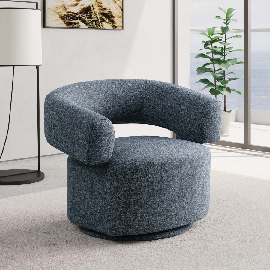 Niya Linen Textured Fabric Upholstered Swivel Accent Chair