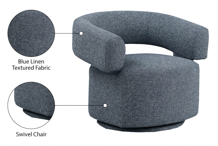 Niya Linen Textured Fabric Upholstered Swivel Accent Chair