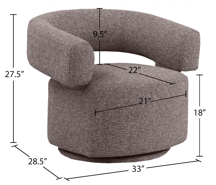 Niya Linen Textured Fabric Upholstered Swivel Accent Chair