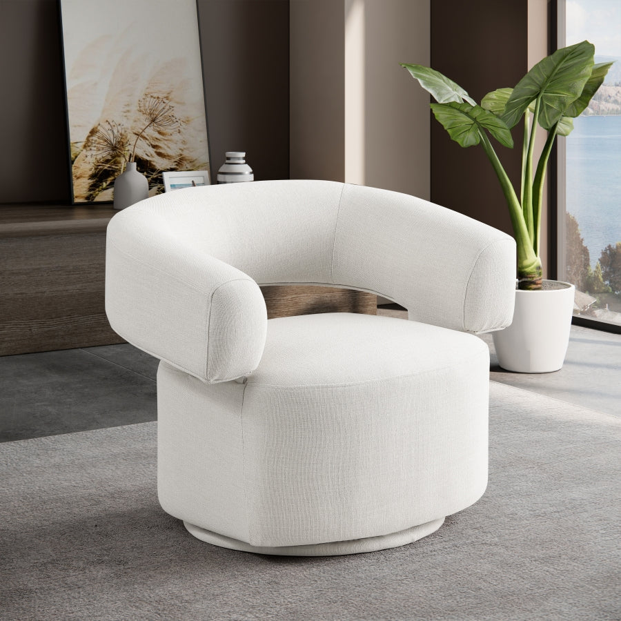 Niya Linen Textured Fabric Upholstered Swivel Accent Chair