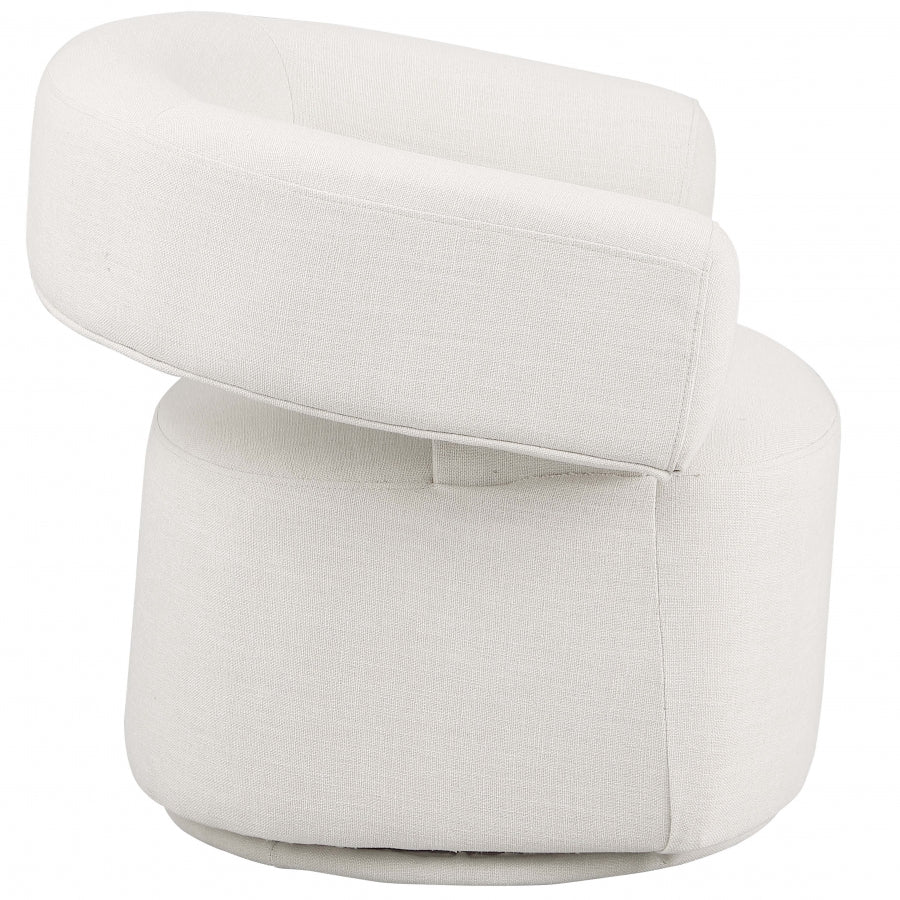 Niya Linen Textured Fabric Upholstered Swivel Accent Chair