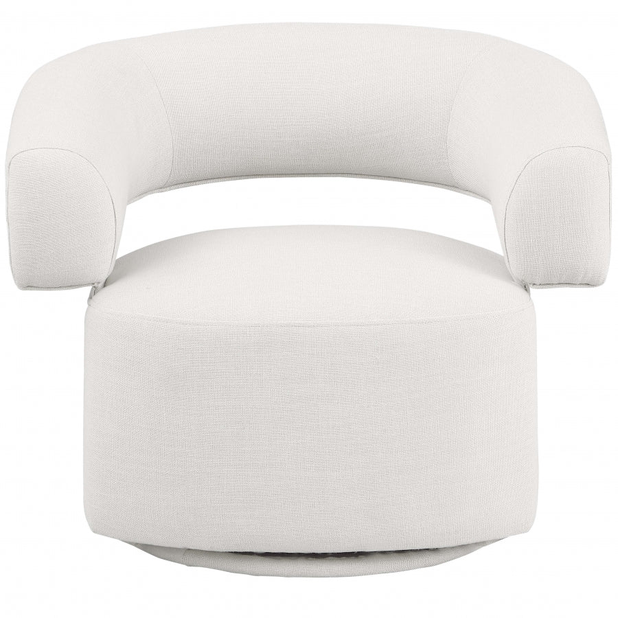 Niya Linen Textured Fabric Upholstered Swivel Accent Chair