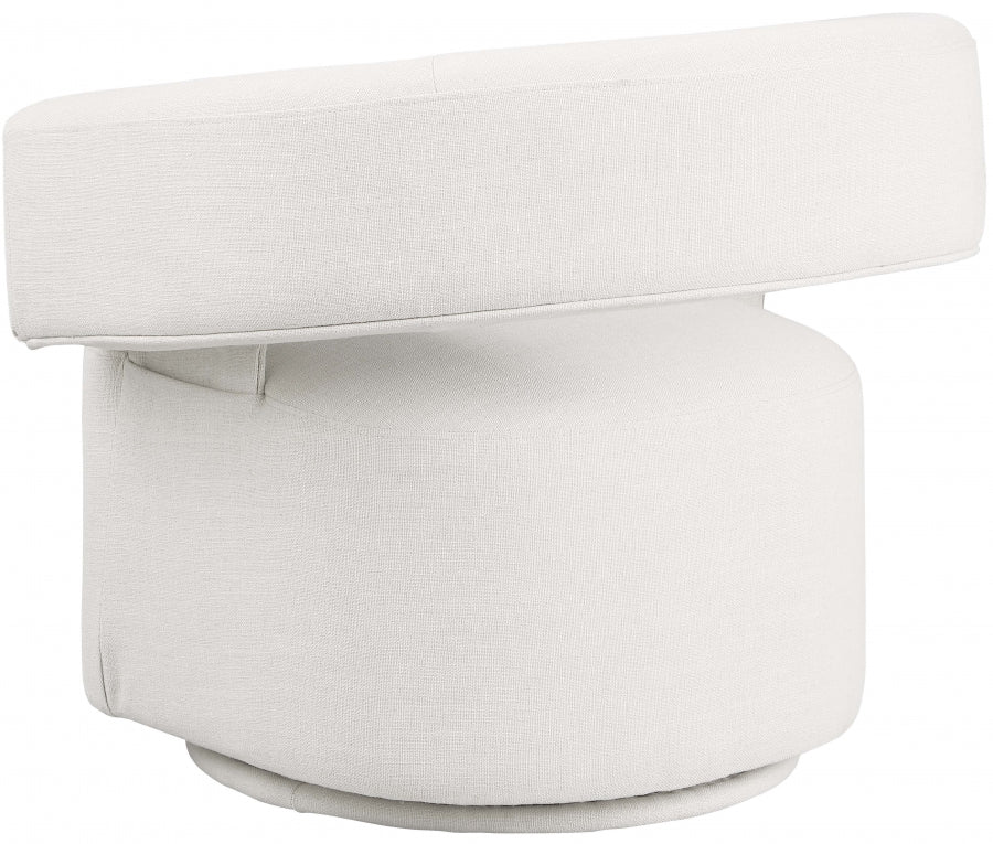 Niya Linen Textured Fabric Upholstered Swivel Accent Chair