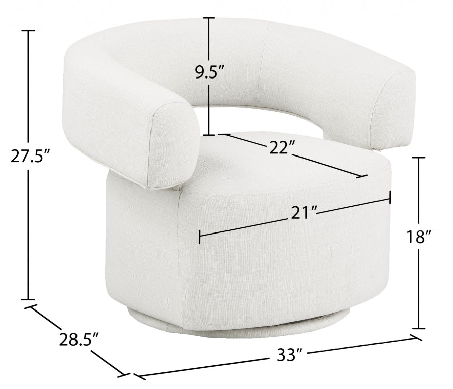 Niya Linen Textured Fabric Upholstered Swivel Accent Chair