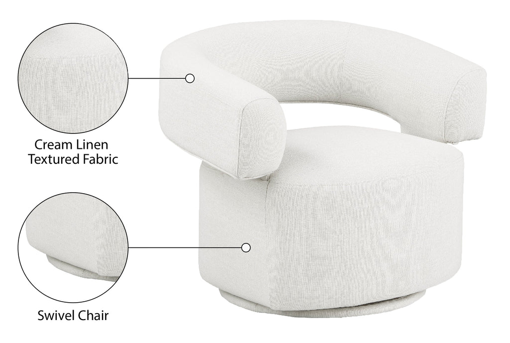 Niya Linen Textured Fabric Upholstered Swivel Accent Chair