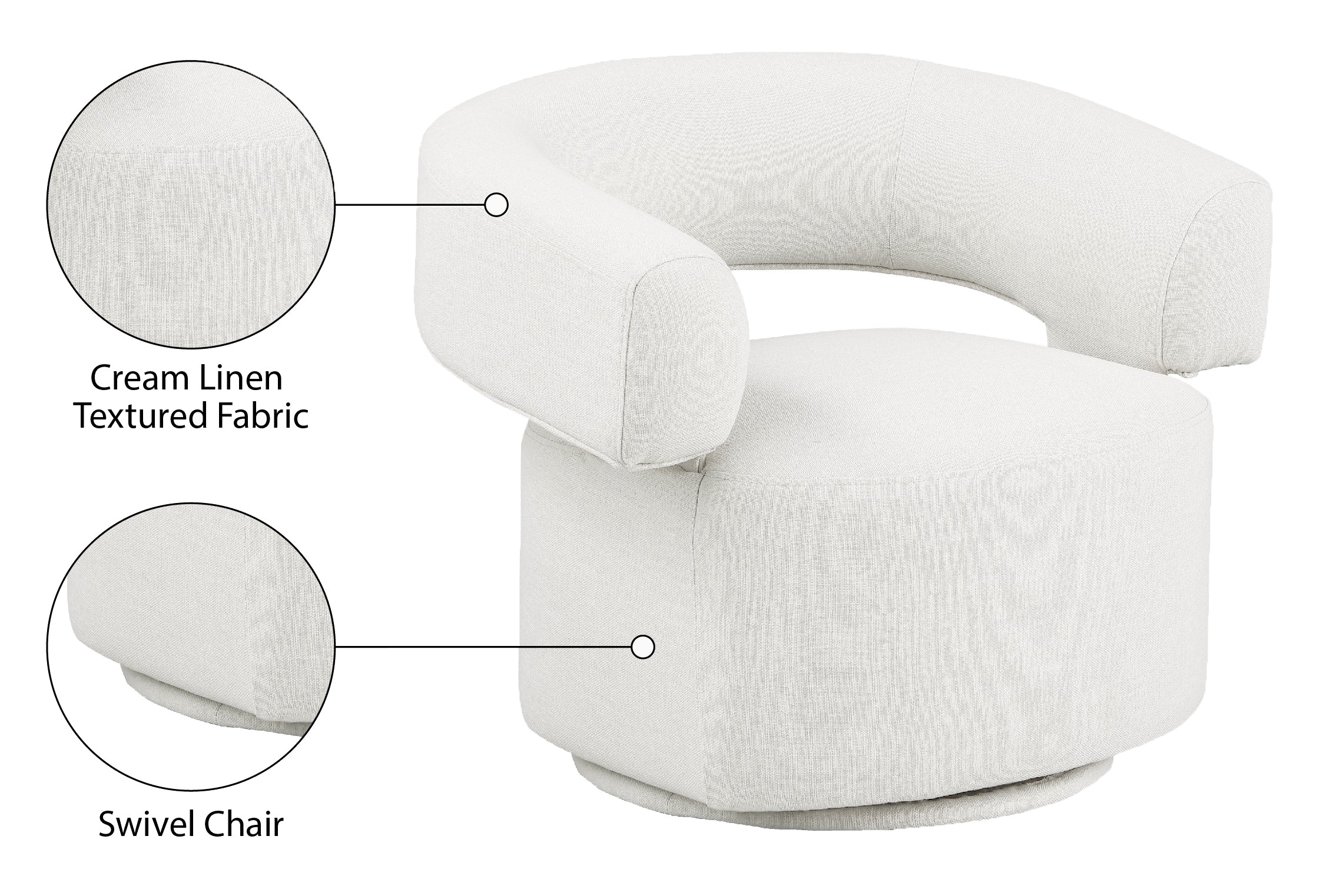 Niya Linen Textured Fabric Upholstered Swivel Accent Chair