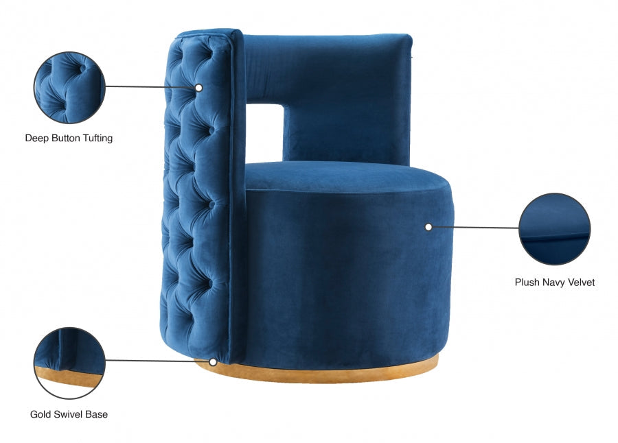 Theo Velvet Upholstered Swivel Accent Chair